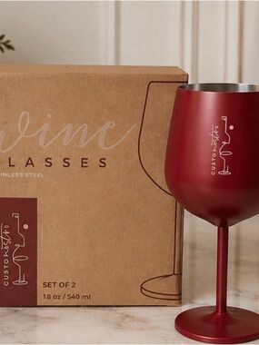 Customstvo Red Insulated Stainless Steel Wine Glass - Single